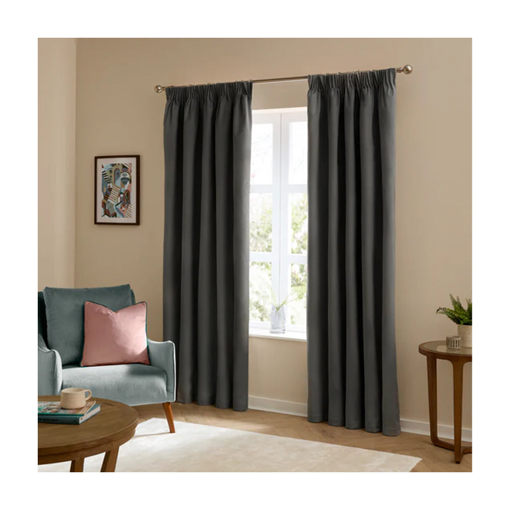 Charcoal - Lifestyle - Furn Ultimate Velvet Eyelet Curtains