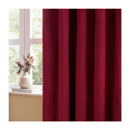 Burgundy - Back - Furn Ultimate Velvet Eyelet Curtains