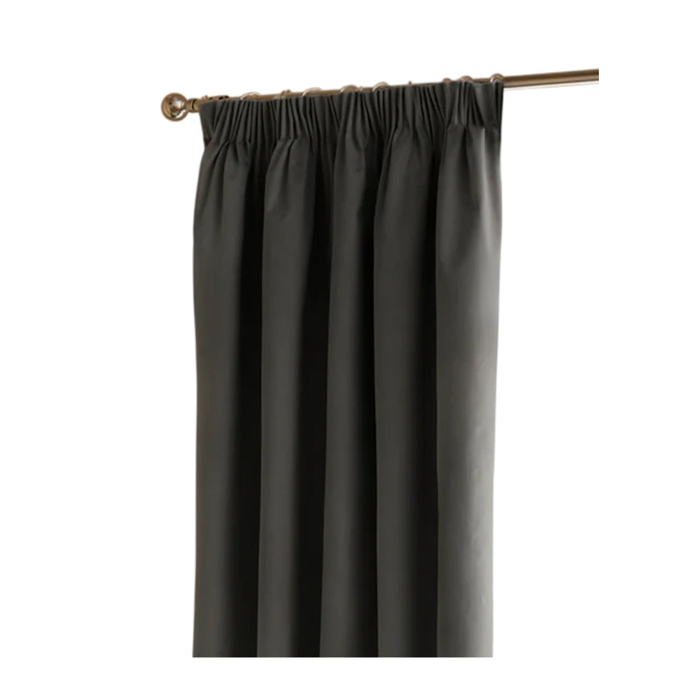 Charcoal - Front - Furn Ultimate Velvet Eyelet Curtains