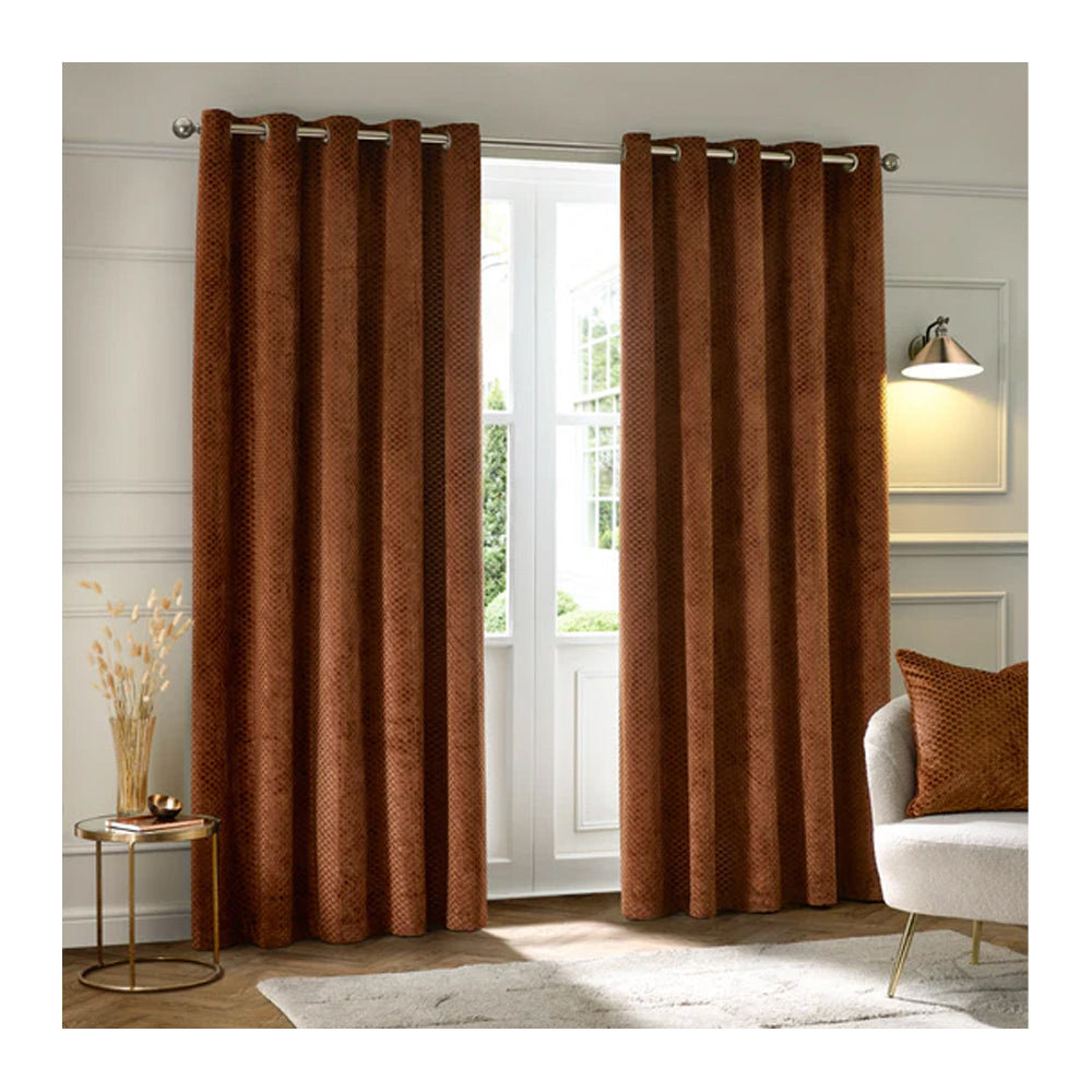 Copper - Lifestyle - Furn Neptune Velvet Eyelet Curtains