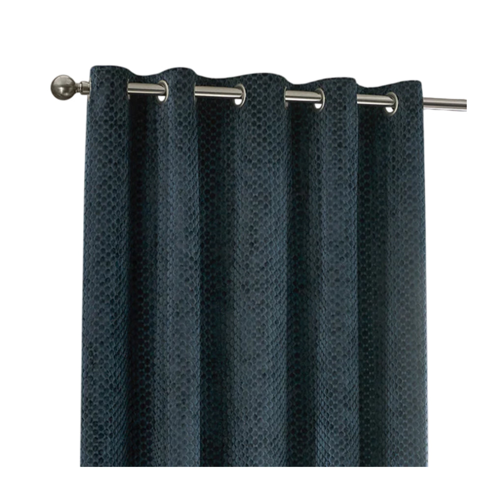 Navy - Front - Furn Neptune Velvet Eyelet Curtains