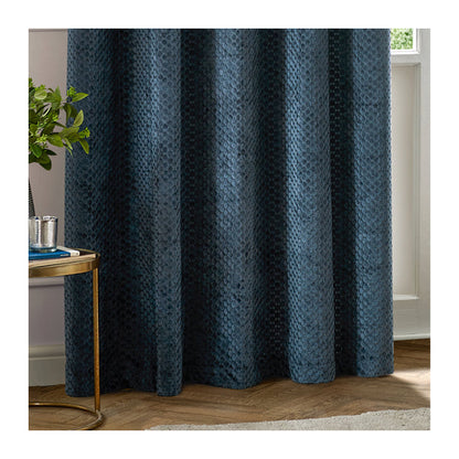 Navy - Back - Furn Neptune Velvet Eyelet Curtains