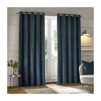 Navy - Lifestyle - Furn Neptune Velvet Eyelet Curtains