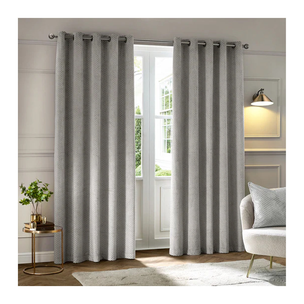 Silver - Lifestyle - Furn Neptune Velvet Eyelet Curtains