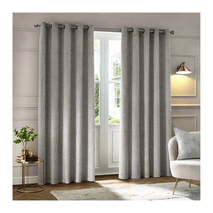 Silver - Lifestyle - Furn Neptune Velvet Eyelet Curtains