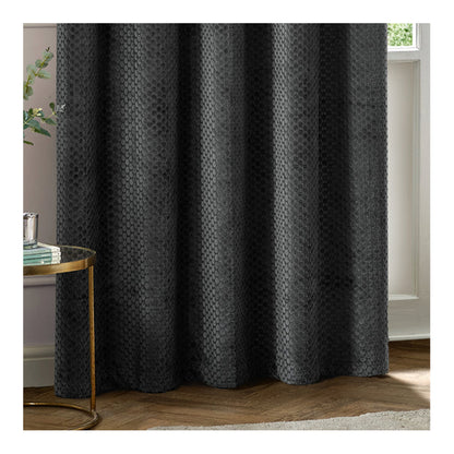 Charcoal - Back - Furn Neptune Velvet Eyelet Curtains