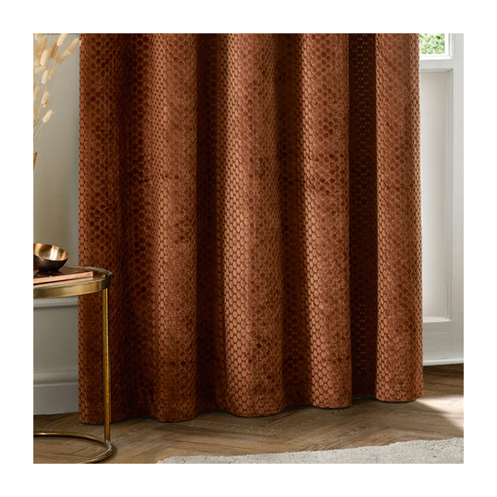 Copper - Back - Furn Neptune Velvet Eyelet Curtains