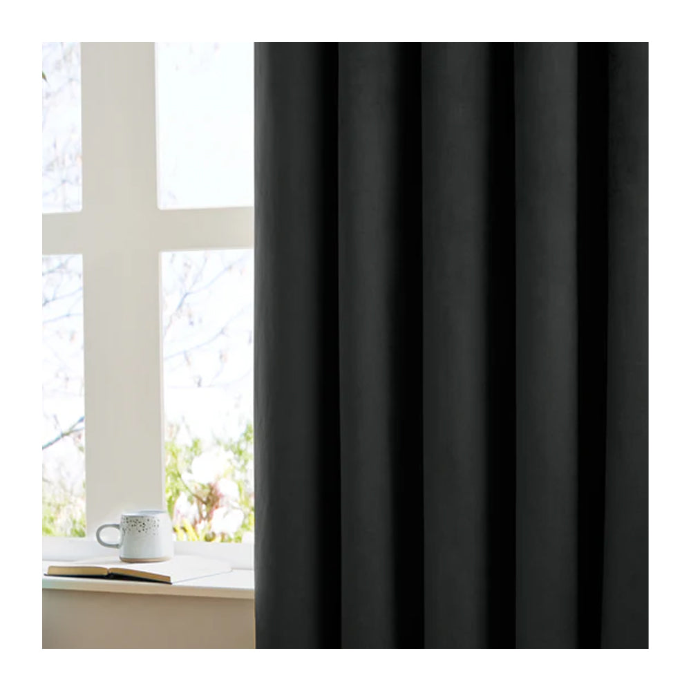 Black - Back - Furn Ultimate Velvet Pencil Pleat Curtains