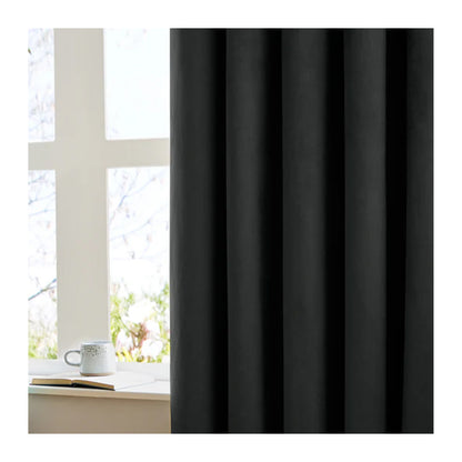 Black - Back - Furn Ultimate Velvet Pencil Pleat Curtains