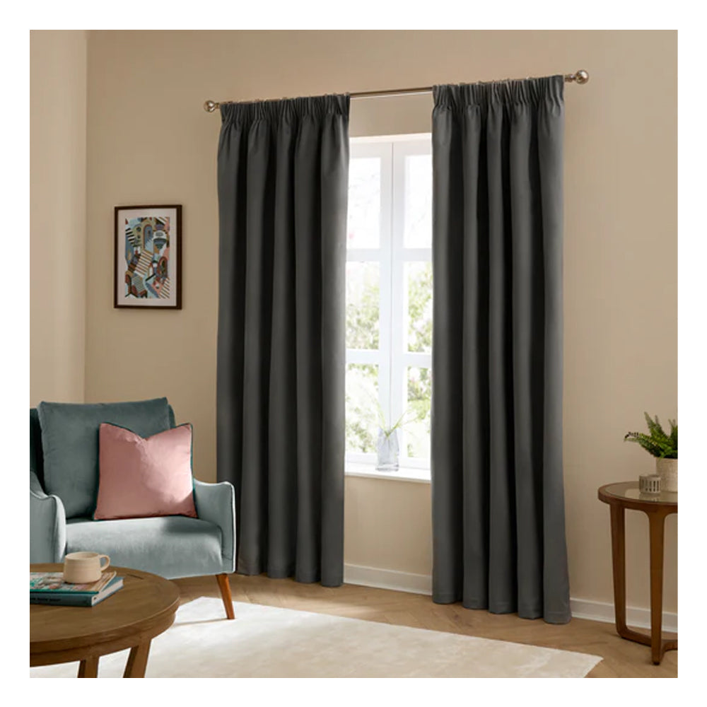 Charcoal - Lifestyle - Furn Ultimate Velvet Pencil Pleat Curtains