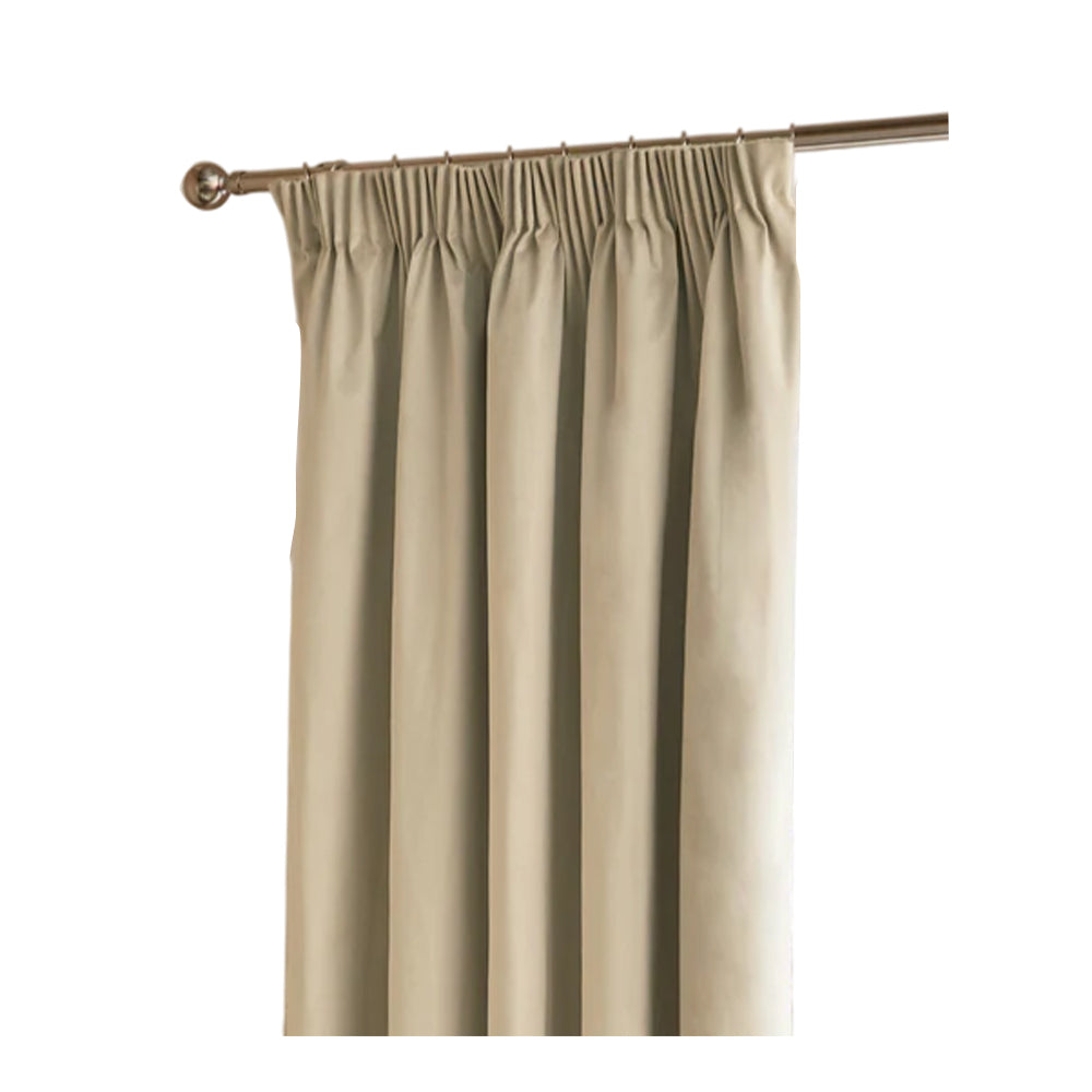 Natural - Front - Furn Ultimate Velvet Pencil Pleat Curtains