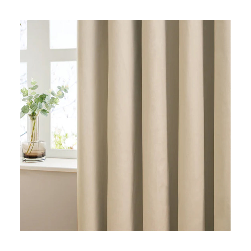 Natural - Back - Furn Ultimate Velvet Pencil Pleat Curtains