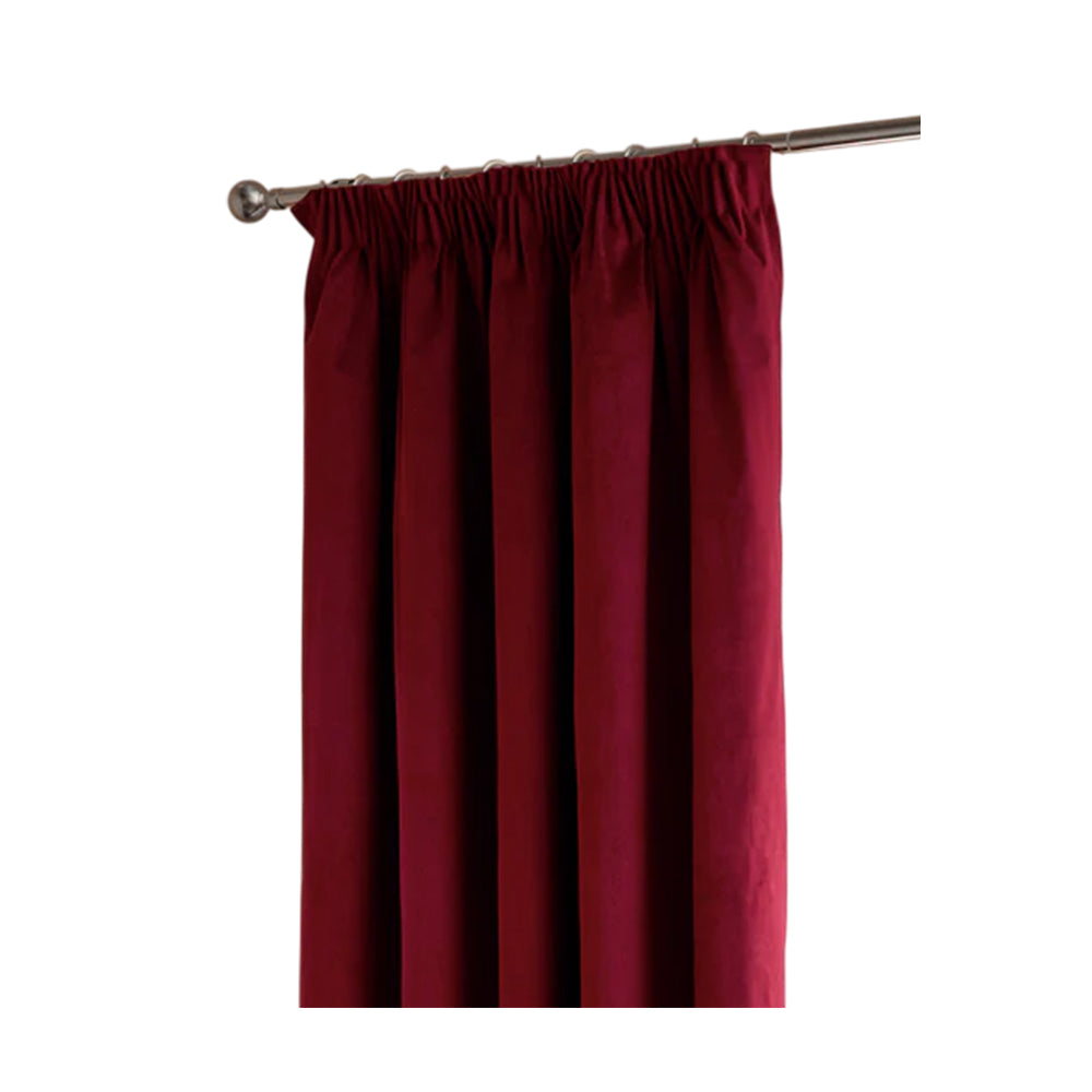Burgundy - Front - Furn Ultimate Velvet Pencil Pleat Curtains