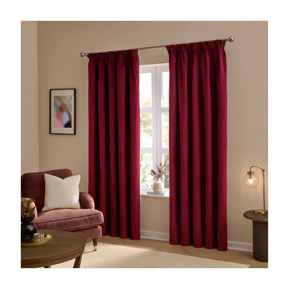 Burgundy - Lifestyle - Furn Ultimate Velvet Pencil Pleat Curtains