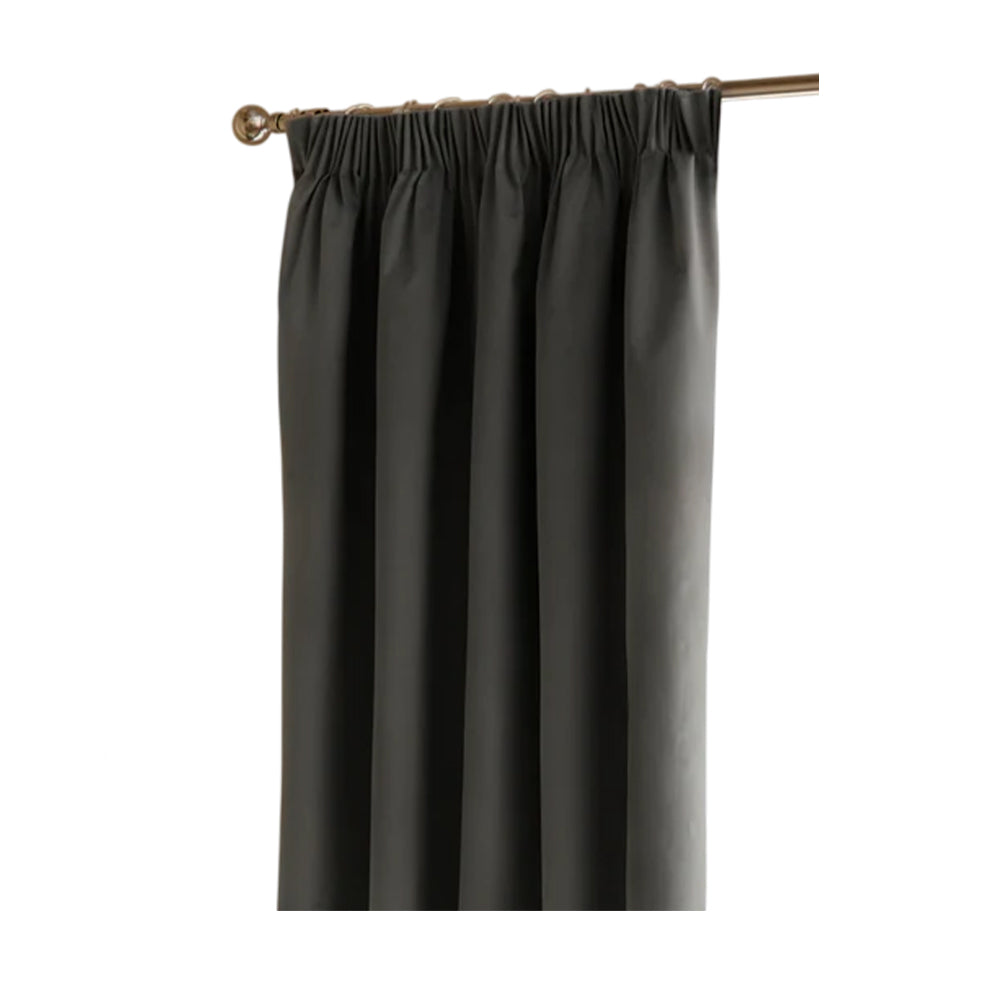 Charcoal - Front - Furn Ultimate Velvet Pencil Pleat Curtains