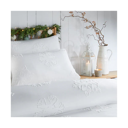 White - Back - Duvet Day Snow Crystal Reversible Soft Touch Tufted Duvet Cover Set