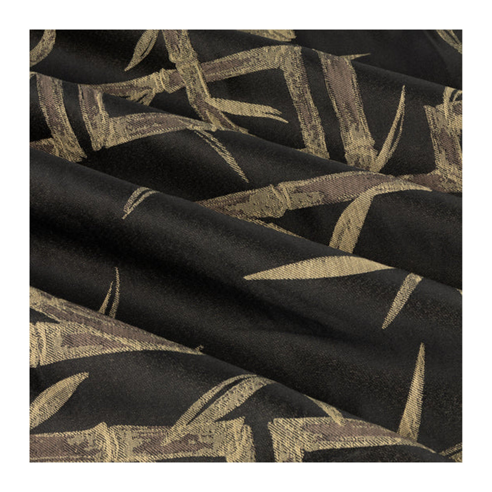 Black - Side - Paoletti Jacquard Bamboo Print Eyelet Curtains