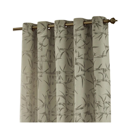 Champagne - Front - Paoletti Jacquard Bamboo Print Eyelet Curtains