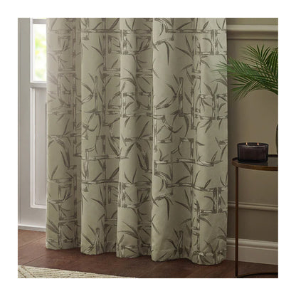Champagne - Back - Paoletti Jacquard Bamboo Print Eyelet Curtains
