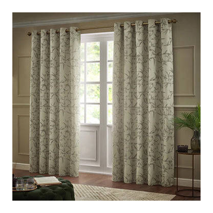 Champagne - Lifestyle - Paoletti Jacquard Bamboo Print Eyelet Curtains