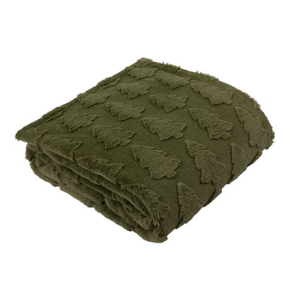 Forest Green - Front - Furn Faux Fur Pine Tree Throw