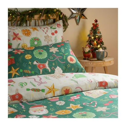 Emerald - Back - Duvet Day Festive Treats Reversible Soft Touch Printed Christmas Duvet Cover Set