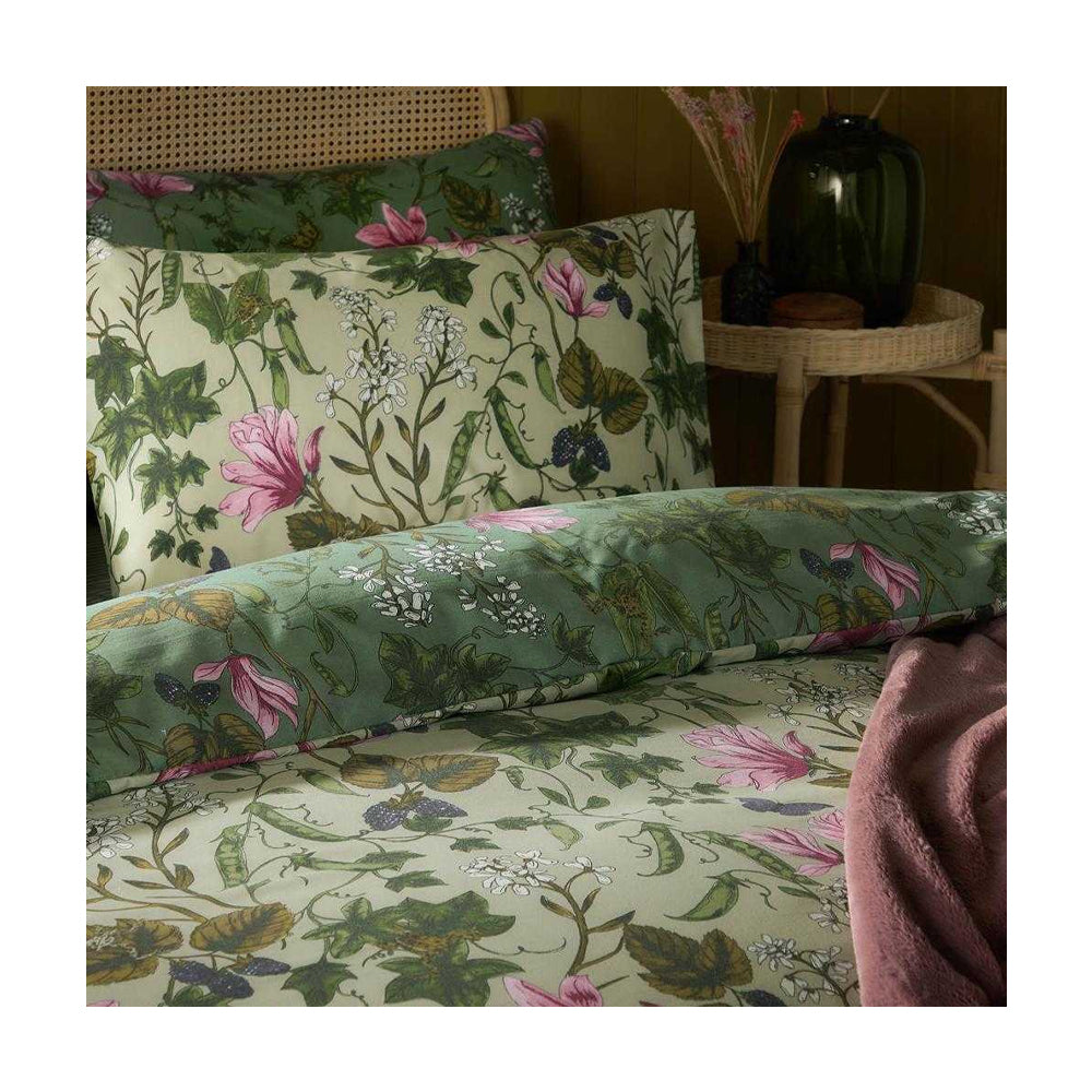 Green - Back - Furn Mystic Berry Floral Reversible Duvet Cover Set