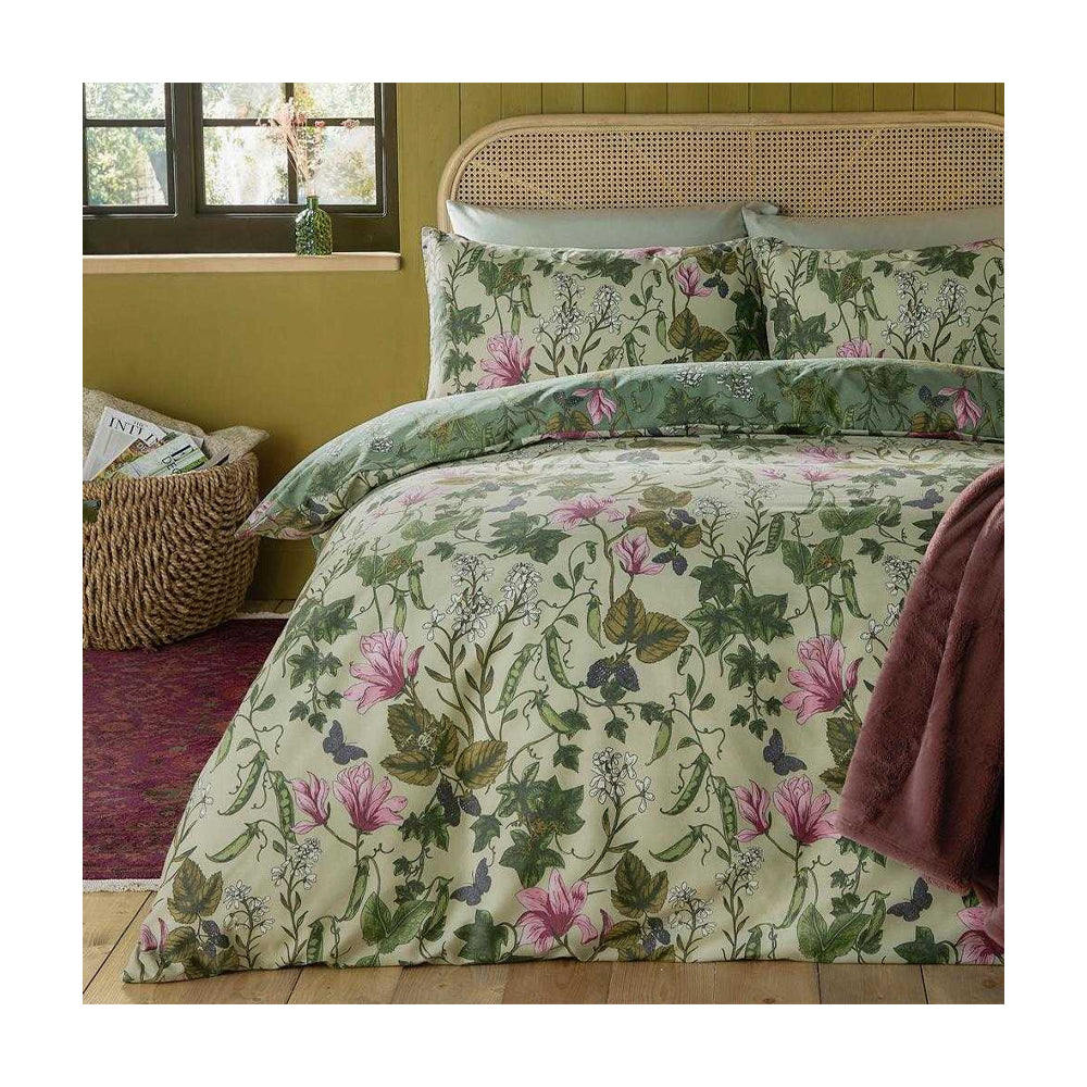 Green - Side - Furn Mystic Berry Floral Reversible Duvet Cover Set