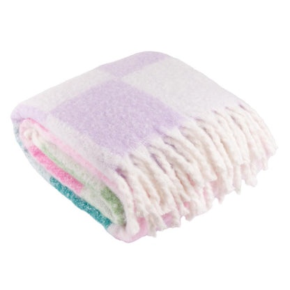 Aqua Blossom - Front - Furn Maisie Checked Tassel Throw