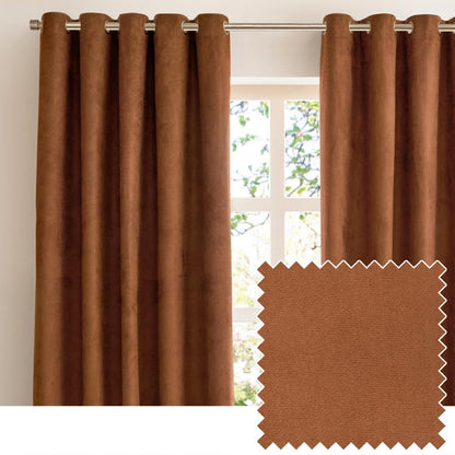 Cinnamon - Side - Furn Ultimate Faux Suede Eyelets Blackout Curtains