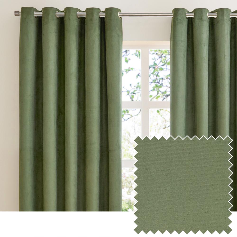 Green - Side - Furn Ultimate Faux Suede Eyelets Blackout Curtains