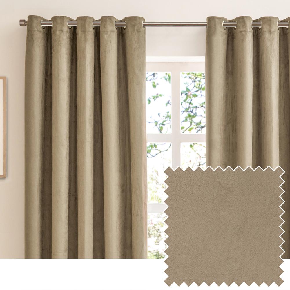 Mocha - Pack Shot - Furn Ultimate Faux Suede Eyelets Blackout Curtains