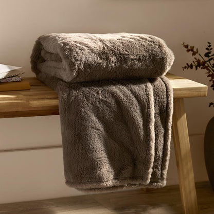 Mocha - Pack Shot - Furn Kallu Faux Fur Double Sided Throw