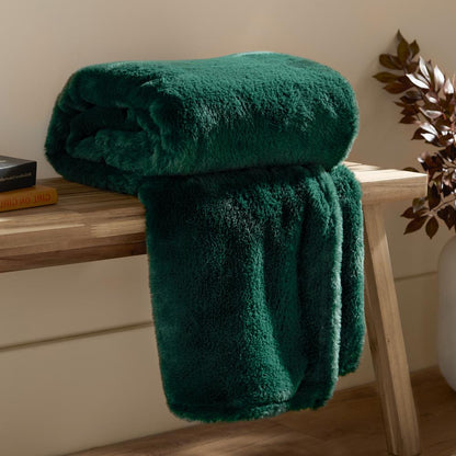 Needle Green - Side - Furn Kallu Faux Fur Double Sided Throw