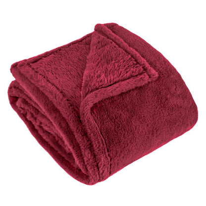 Berry - Front - Furn Kallu Faux Fur Double Sided Throw