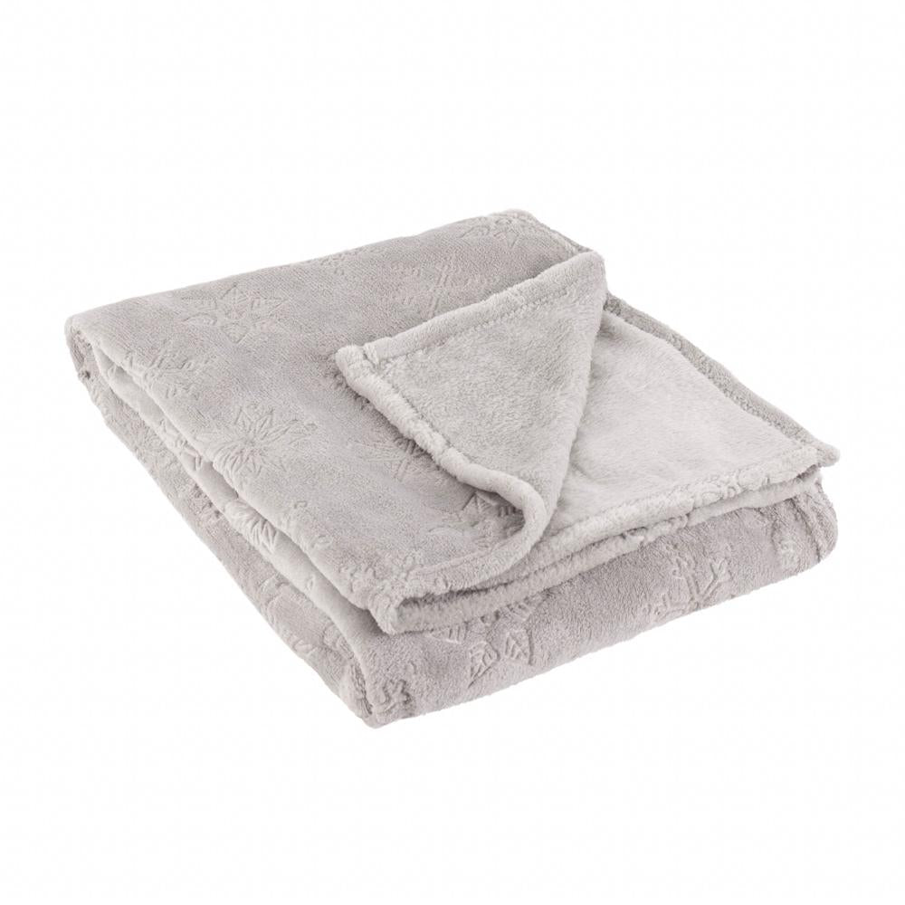 Grey - Back - Furn Flannel Fleece Snowflake Soft Throw