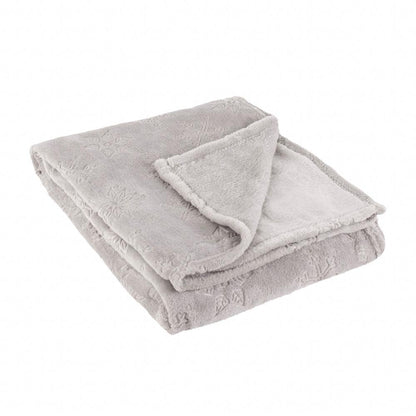Grey - Back - Furn Flannel Fleece Snowflake Soft Throw