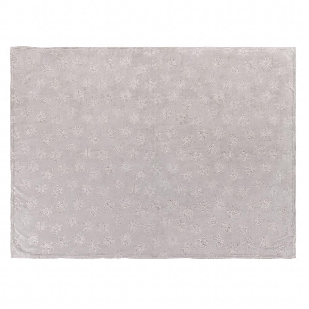 Grey - Side - Furn Flannel Fleece Snowflake Soft Throw