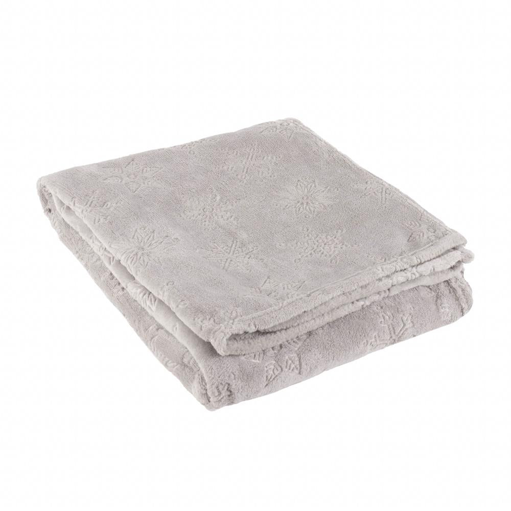 Grey - Front - Furn Flannel Fleece Snowflake Soft Throw