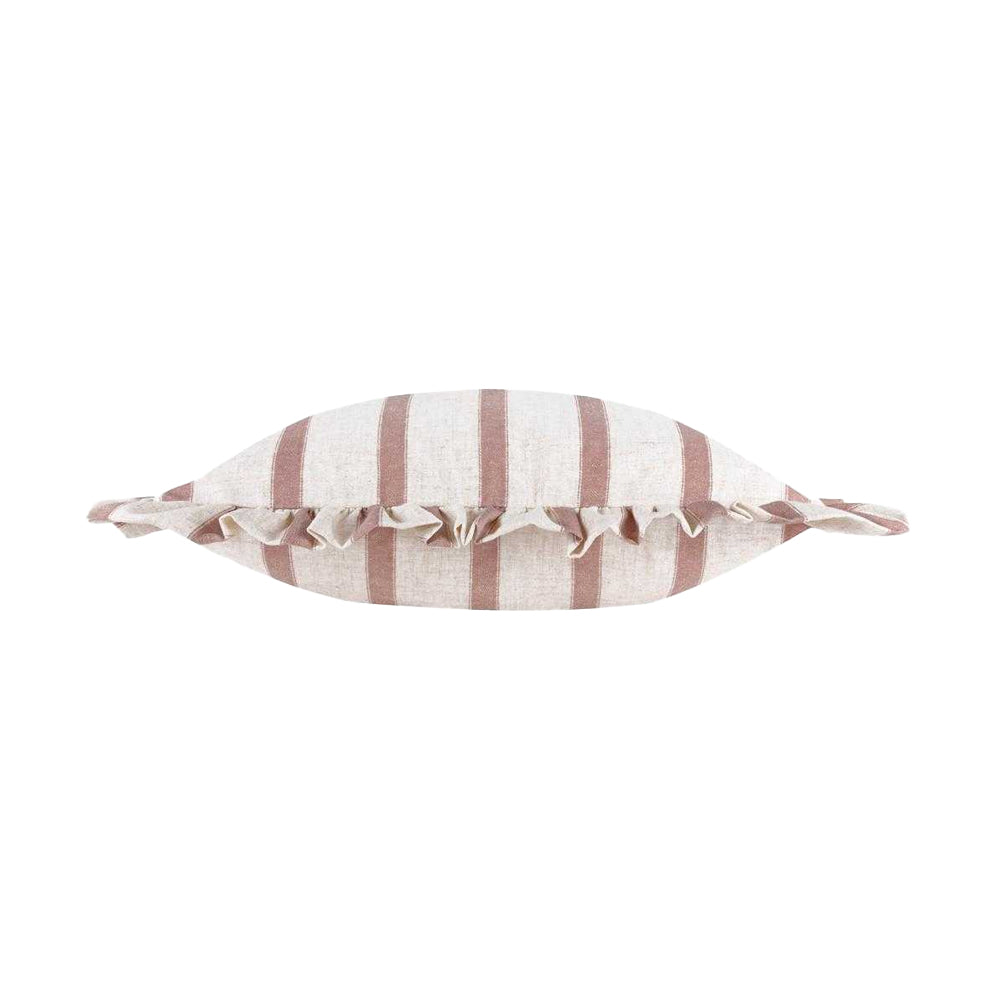 Pink Clay - Back - Wylder Connie Ruffles Striped Cushion Cover