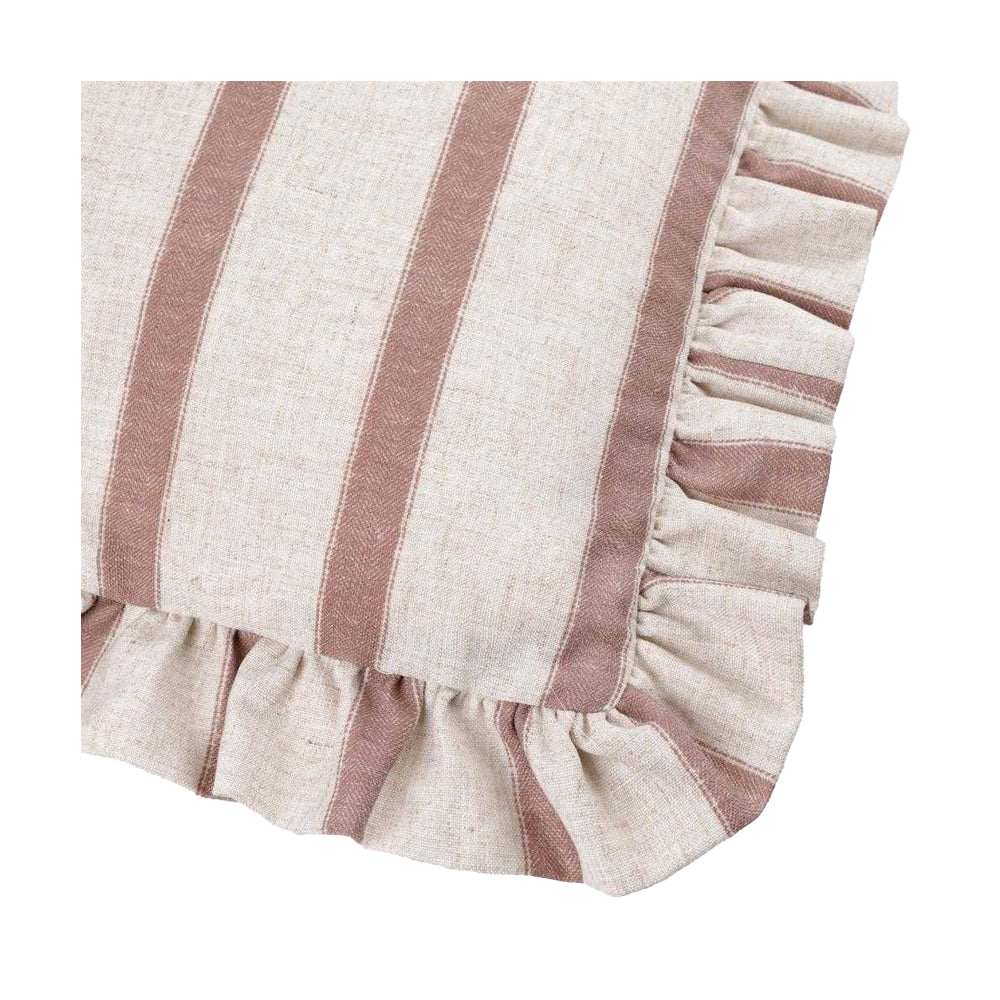 Pink Clay - Side - Wylder Connie Ruffles Striped Cushion Cover