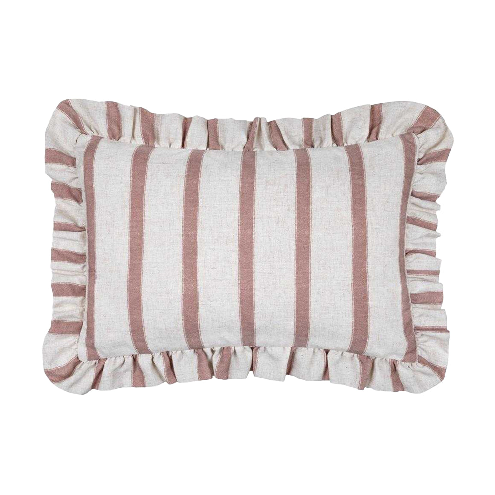 Pink Clay - Front - Wylder Connie Ruffles Striped Cushion Cover