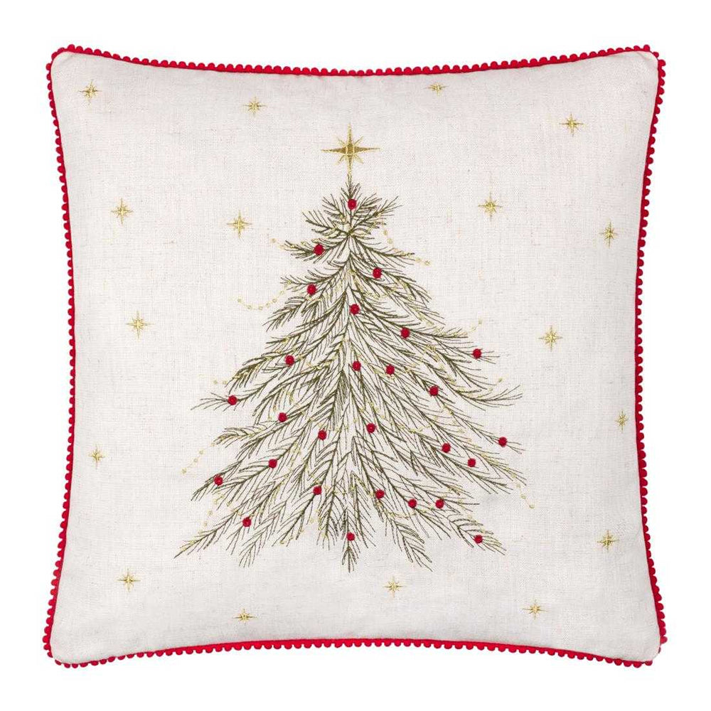 Natural - Front - Wylder Twinkling Tree Embroidered Cushion Cover