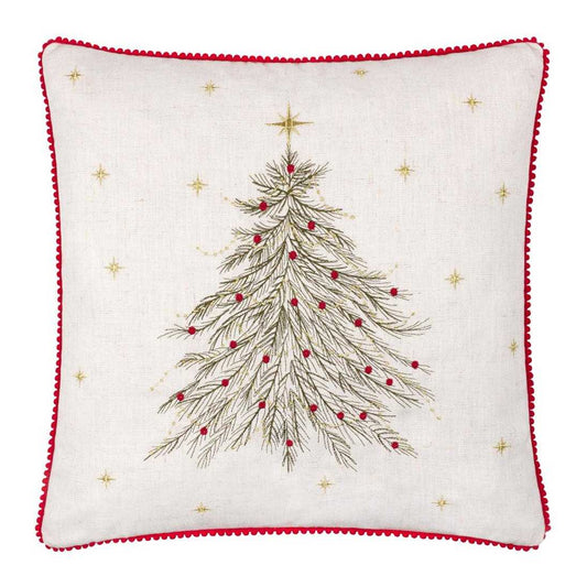 Natural - Front - Wylder Twinkling Tree Embroidered Cushion Cover