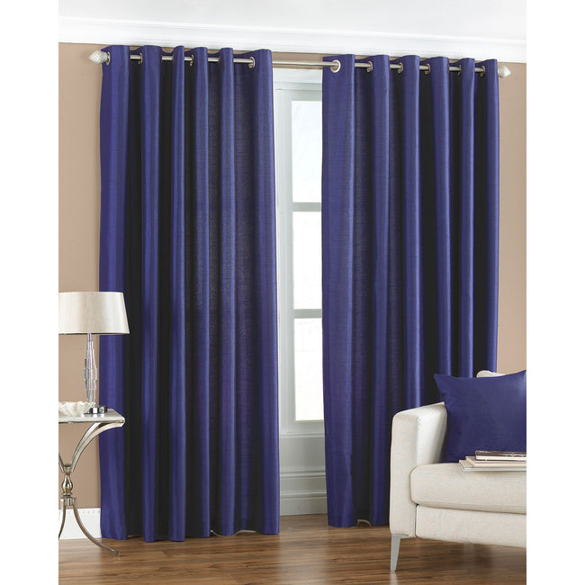 Royal Blue - Front - Riva Home Fiji Faux Silk Ringtop Curtains