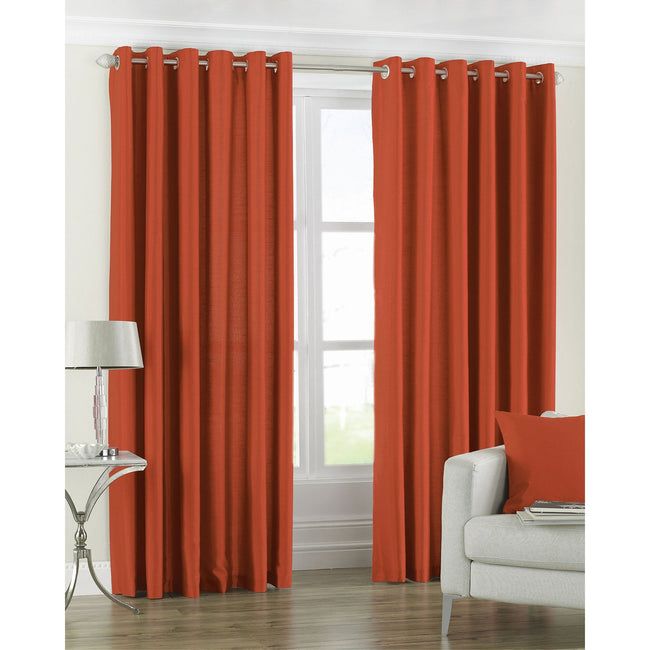 Burnt Orange - Back - Riva Home Fiji Faux Silk Ringtop Curtains