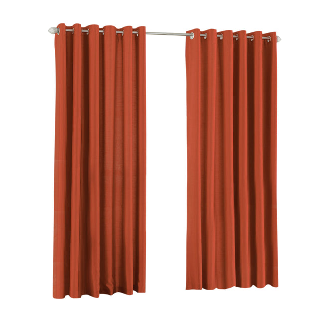 Burnt Orange - Front - Riva Home Fiji Faux Silk Ringtop Curtains