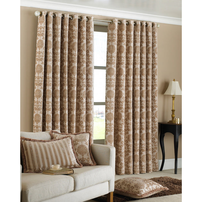 Beige - Back - Riva Home Hanover Ringtop Curtains