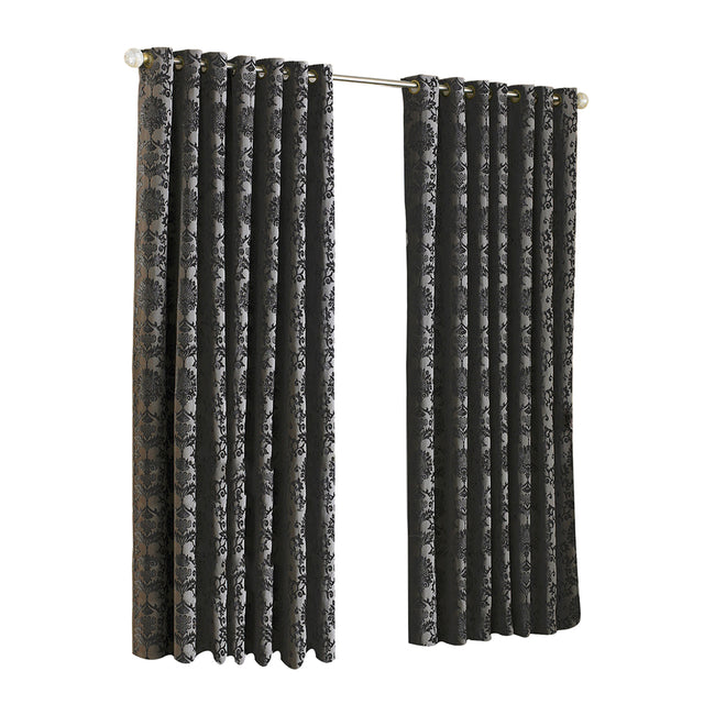 Black - Front - Riva Home Hanover Ringtop Curtains