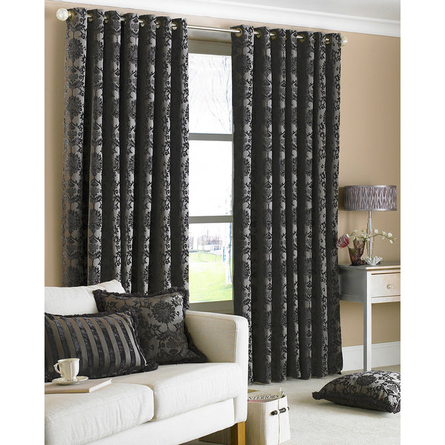 Black - Back - Riva Home Hanover Ringtop Curtains